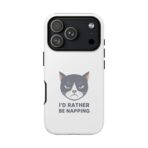 Grumpy Cat Illustration I'd Rather Be Napping Phone Case | Cute Cat Face - Image 37