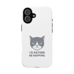 Grumpy Cat Illustration I'd Rather Be Napping Phone Case | Cute Cat Face - Image 13