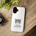 Grumpy Cat Illustration I'd Rather Be Napping Phone Case | Cute Cat Face - Image 12