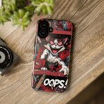Mischievous Cat 'Oops!' Phone Case | Protective iPhone Cover, Red Black Cartoon - Image 12