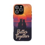 Better Together Cat Phone Case UK, Sunset Cat Silhouette Aesthetic Cover, Cute Couple Pet Design, Dual Layer Shockproof Glossy Matte Gift - Image 29