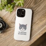 Grumpy Cat Illustration I'd Rather Be Napping Phone Case | Cute Cat Face - Image 28