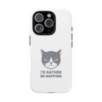Grumpy Cat Illustration I'd Rather Be Napping Phone Case | Cute Cat Face - Image 21