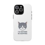 Grumpy Cat Illustration I'd Rather Be Napping Phone Case | Cute Cat Face - Image 25
