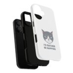 Grumpy Cat Illustration I'd Rather Be Napping Phone Case | Cute Cat Face - Image 7