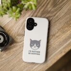 Grumpy Cat Illustration I'd Rather Be Napping Phone Case | Cute Cat Face - Image 8