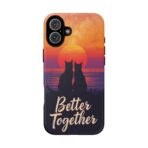 Better Together Cat Phone Case UK, Sunset Cat Silhouette Aesthetic Cover, Cute Couple Pet Design, Dual Layer Shockproof Glossy Matte Gift - Image 13