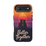 Better Together Cat Phone Case UK, Sunset Cat Silhouette Aesthetic Cover, Cute Couple Pet Design, Dual Layer Shockproof Glossy Matte Gift - Image 36