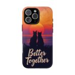 Better Together Cat Phone Case UK, Sunset Cat Silhouette Aesthetic Cover, Cute Couple Pet Design, Dual Layer Shockproof Glossy Matte Gift - Image 25