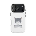 Grumpy Cat Illustration I'd Rather Be Napping Phone Case | Cute Cat Face - Image 38