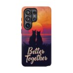 Better Together Cat Phone Case UK, Sunset Cat Silhouette Aesthetic Cover, Cute Couple Pet Design, Dual Layer Shockproof Glossy Matte Gift - Image 49
