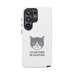 Grumpy Cat Illustration I'd Rather Be Napping Phone Case | Cute Cat Face - Image 51