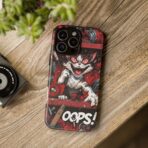 Mischievous Cat 'Oops!' Phone Case | Protective iPhone Cover, Red Black Cartoon - Image 32