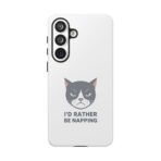 Grumpy Cat Illustration I'd Rather Be Napping Phone Case | Cute Cat Face - Image 45