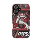 Mischievous Cat 'Oops!' Phone Case | Protective iPhone Cover, Red Black Cartoon - Image 5