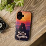 Better Together Cat Phone Case UK, Sunset Cat Silhouette Aesthetic Cover, Cute Couple Pet Design, Dual Layer Shockproof Glossy Matte Gift - Image 4
