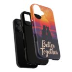 Better Together Cat Phone Case UK, Sunset Cat Silhouette Aesthetic Cover, Cute Couple Pet Design, Dual Layer Shockproof Glossy Matte Gift - Image 7
