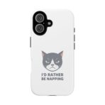 Grumpy Cat Illustration I'd Rather Be Napping Phone Case | Cute Cat Face - Image 5
