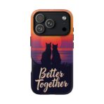 Better Together Cat Phone Case UK, Sunset Cat Silhouette Aesthetic Cover, Cute Couple Pet Design, Dual Layer Shockproof Glossy Matte Gift - Image 37