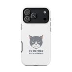 Grumpy Cat Illustration I'd Rather Be Napping Phone Case | Cute Cat Face - Image 40