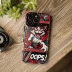 Mischievous Cat 'Oops!' Phone Case | Protective iPhone Cover, Red Black Cartoon - Image 28