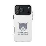 Grumpy Cat Illustration I'd Rather Be Napping Phone Case | Cute Cat Face - Image 39