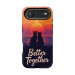 Better Together Cat Phone Case UK, Sunset Cat Silhouette Aesthetic Cover, Cute Couple Pet Design, Dual Layer Shockproof Glossy Matte Gift - Image 35