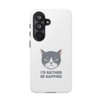 Grumpy Cat Illustration I'd Rather Be Napping Phone Case | Cute Cat Face - Image 41