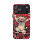 Graffiti Cat Phone Case UK, Street Art Aesthetic Cover, Bold Red Cartoon Cat Design, Dual Layer Shockproof Protective Glossy Matte Case - Image 40