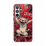 Graffiti Cat Phone Case UK, Street Art Aesthetic Cover, Bold Red Cartoon Cat Design, Dual Layer Shockproof Protective Glossy Matte Case - Image 45