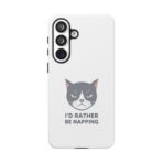 Grumpy Cat Illustration I'd Rather Be Napping Phone Case | Cute Cat Face - Image 47