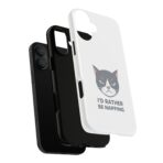 Grumpy Cat Illustration I'd Rather Be Napping Phone Case | Cute Cat Face - Image 15