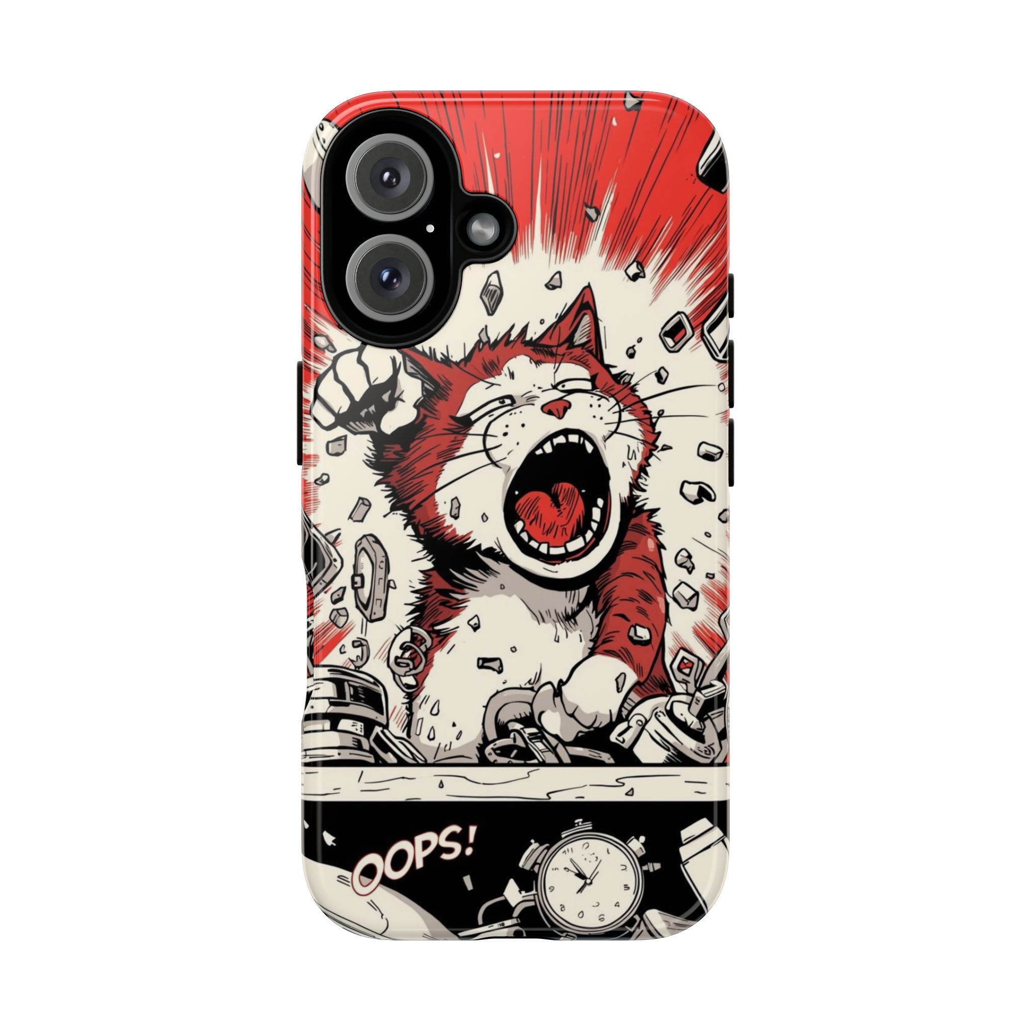 12834720969476396164_2048.jpeg Screaming Cat Explosion phone case | tough cases, red comic art - Image 1