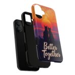 Better Together Cat Phone Case UK, Sunset Cat Silhouette Aesthetic Cover, Cute Couple Pet Design, Dual Layer Shockproof Glossy Matte Gift - Image 9