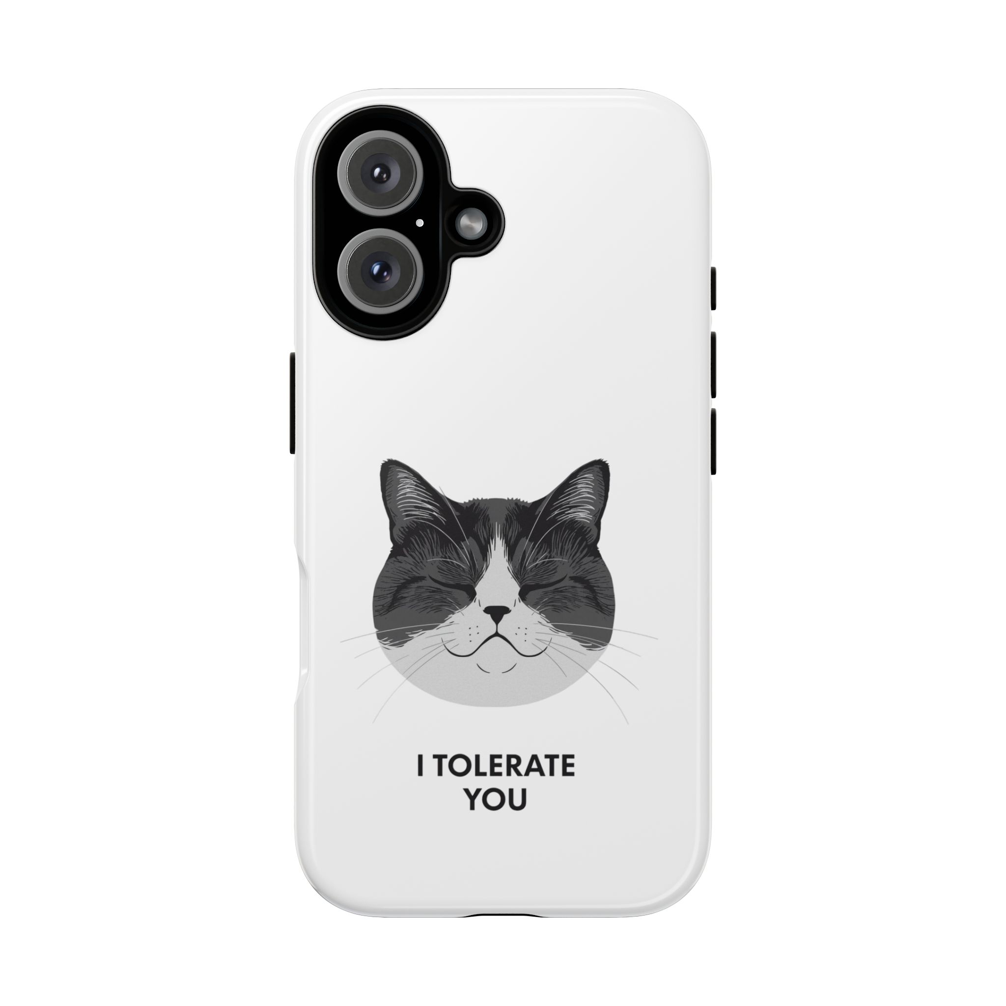 17050024954819794770_2048.jpeg I Tolerate You Cat illustration Phone Case | Cat Face, Sarcastic Quote - Image 1