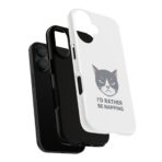 Grumpy Cat Illustration I'd Rather Be Napping Phone Case | Cute Cat Face - Image 7