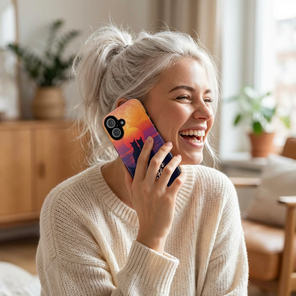 20260721075649-1f184d9b-a7cc-68c2-a43a-028d7ca821bf.png Better Together Cat Phone Case UK, Sunset Cat Silhouette Aesthetic Cover, Cute Couple Pet Design, Dual Layer Shockproof Glossy Matte Gift - Image 1