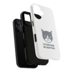Grumpy Cat Illustration I'd Rather Be Napping Phone Case | Cute Cat Face - Image 3