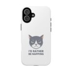 Grumpy Cat Illustration I'd Rather Be Napping Phone Case | Cute Cat Face - Image 9