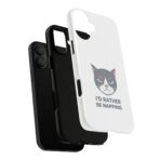 Grumpy Cat Illustration I'd Rather Be Napping Phone Case | Cute Cat Face - Image 15